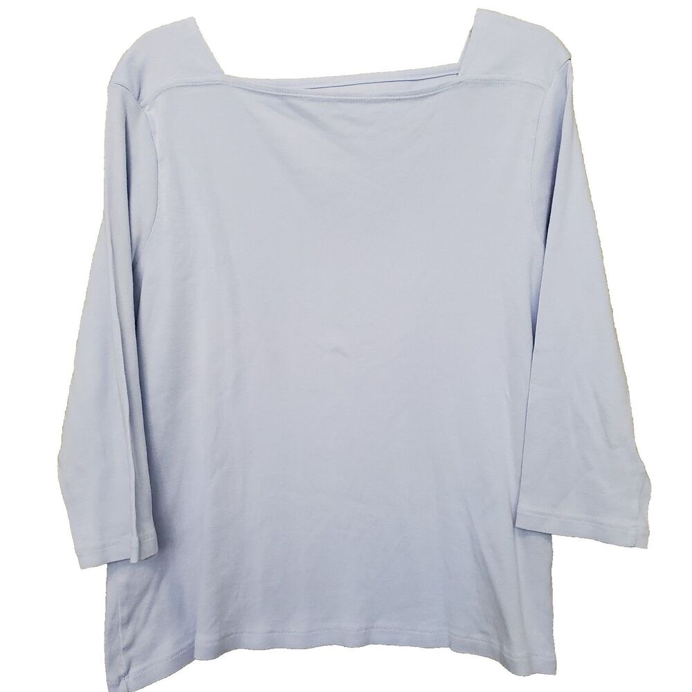 Chico's Lavender Supima Cotton Side-Button Boat Neck 3/4 Sleeve Top Size 3 (XL)